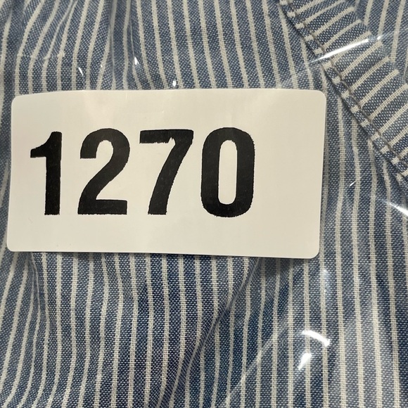 Nili Lotan Top Size Small Blue White Stripped V Neck Button Closure Long Sleeve - Picture 6 of 6